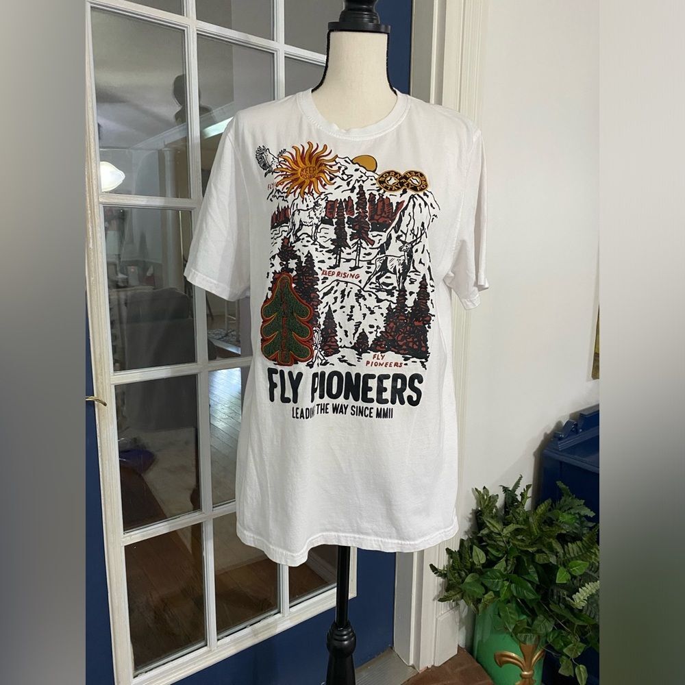 Born Fly Fly Pioneers White TShirt XLarge